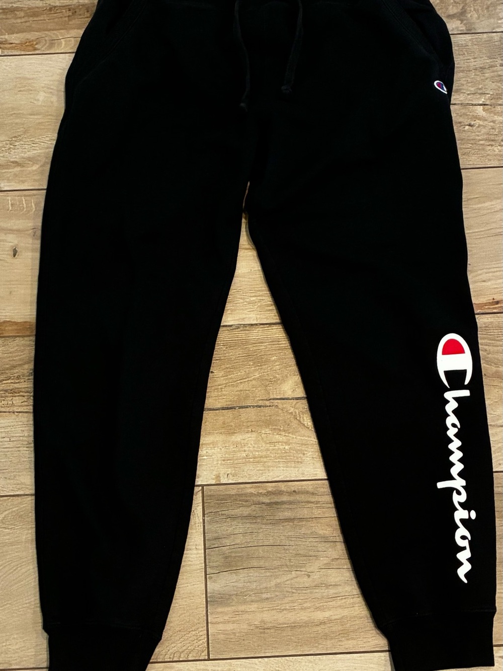 Champion Black Joggers with White & Red Logo